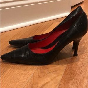 Escada black leather heels